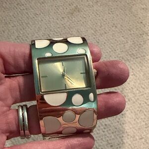 Polka Dot Bangle Watch in Mint and White